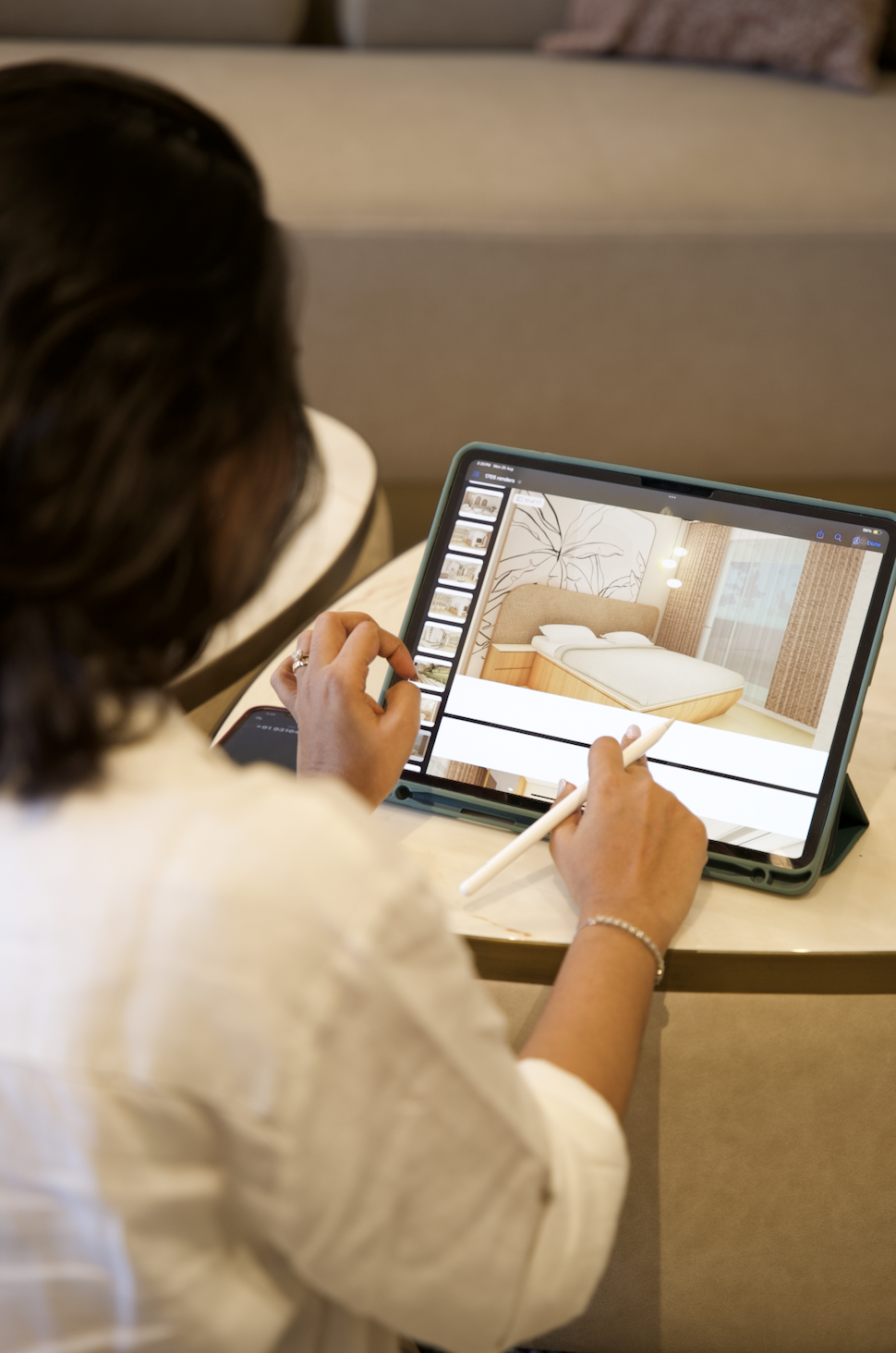 Sketching a residential concept on the tablet